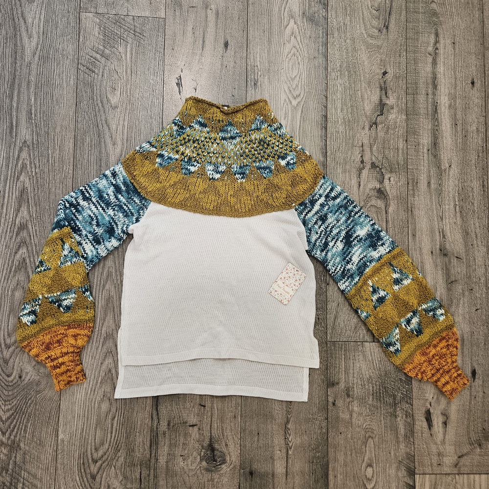 Free People Mock Neck Swit The Small Stuff Crochet Long Sleeve Sweater